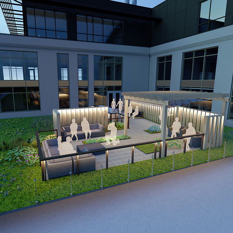 View of the terrace at 180 East Water Street